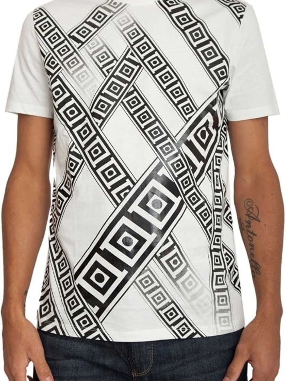 Versace Collection Men’s White Graphic Crew Neck Shirt